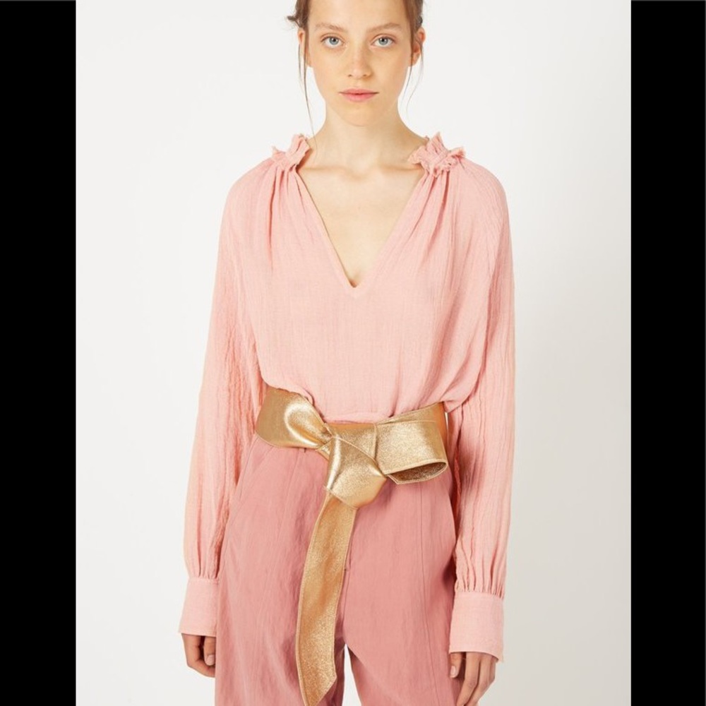 Gorgeous linen Masscob Morant top in peach, large - Picture 10 of 10